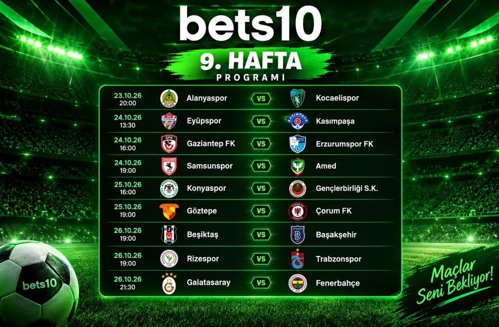10039Bets10.com Yayında - 9. Hafta Süper Lig Analizi